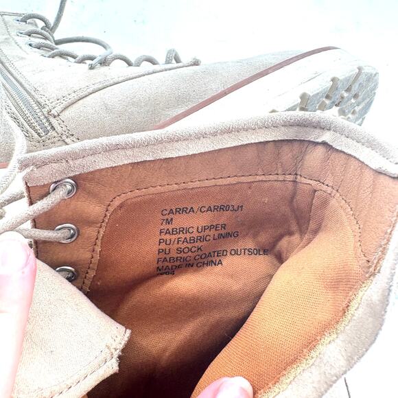 Steve Madden Girl Carra Combat Boots 7 Tan Beige Desert Lace Up Ankle Booties - Picture 8 of 8